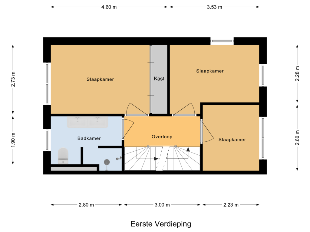 Bekijk plattegrond van Eerste Verdieping van Stationsweg 1-A