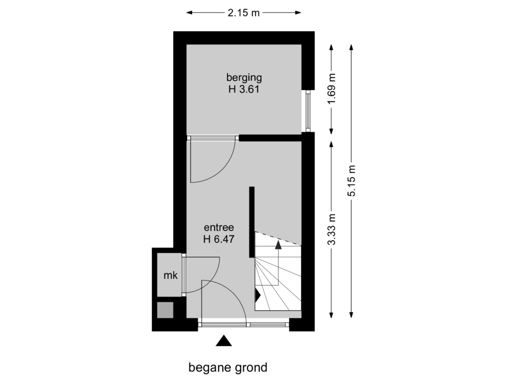 View floorplan of begane grond of Domineeslaantje 2