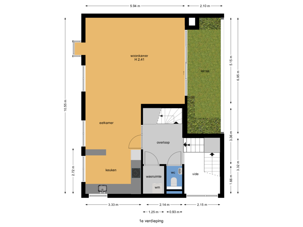 View floorplan of 1e verdieping of Domineeslaantje 2