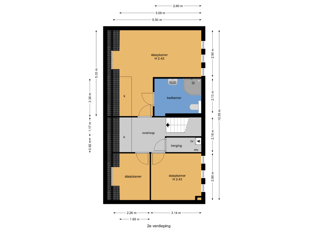 View floorplan of 2e verdieping of Domineeslaantje 2