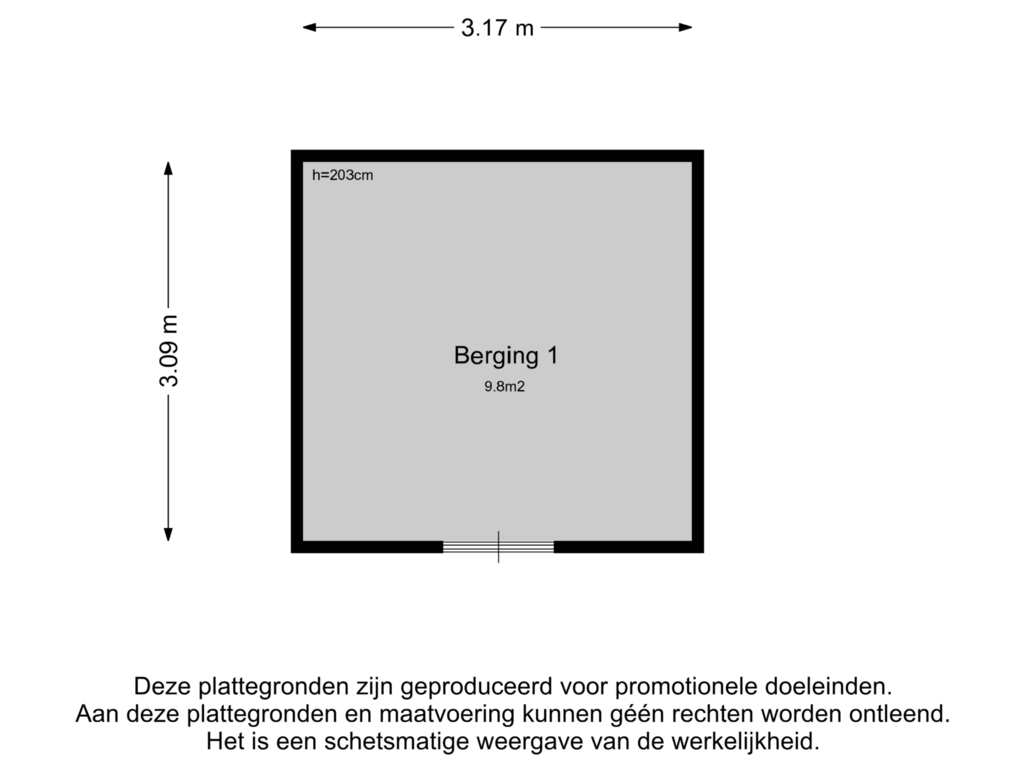 View floorplan of Berging 1 of Muggenborch 2