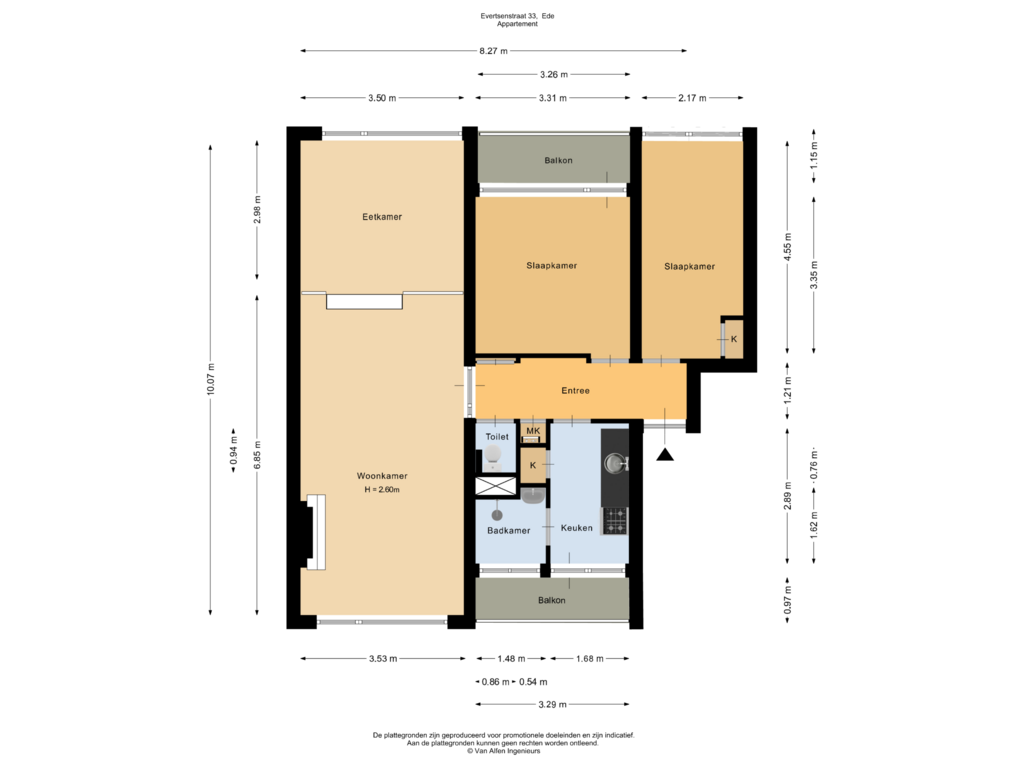 View floorplan of Appartement of Evertsenstraat 33