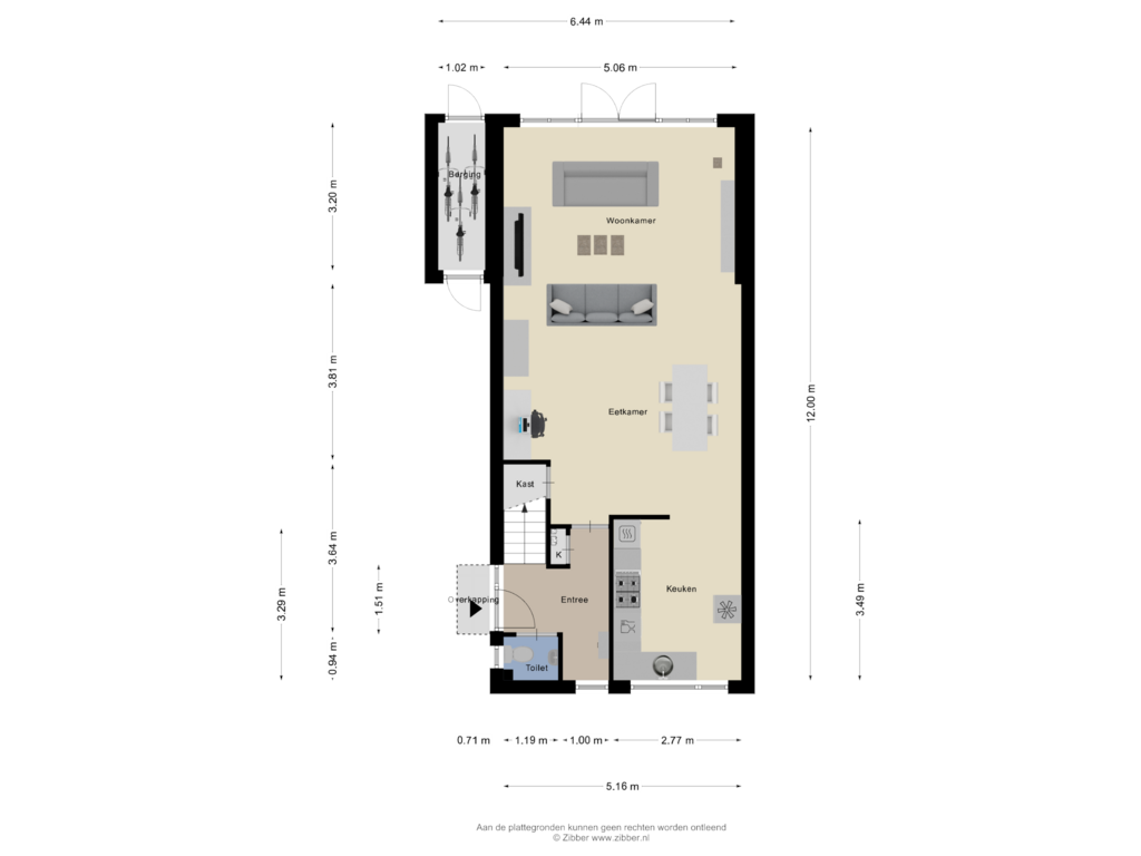 View floorplan of Begane Grond of Strawinskyweg 13-A