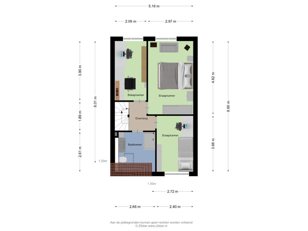 View floorplan of Eerste Verdieping of Strawinskyweg 13-A