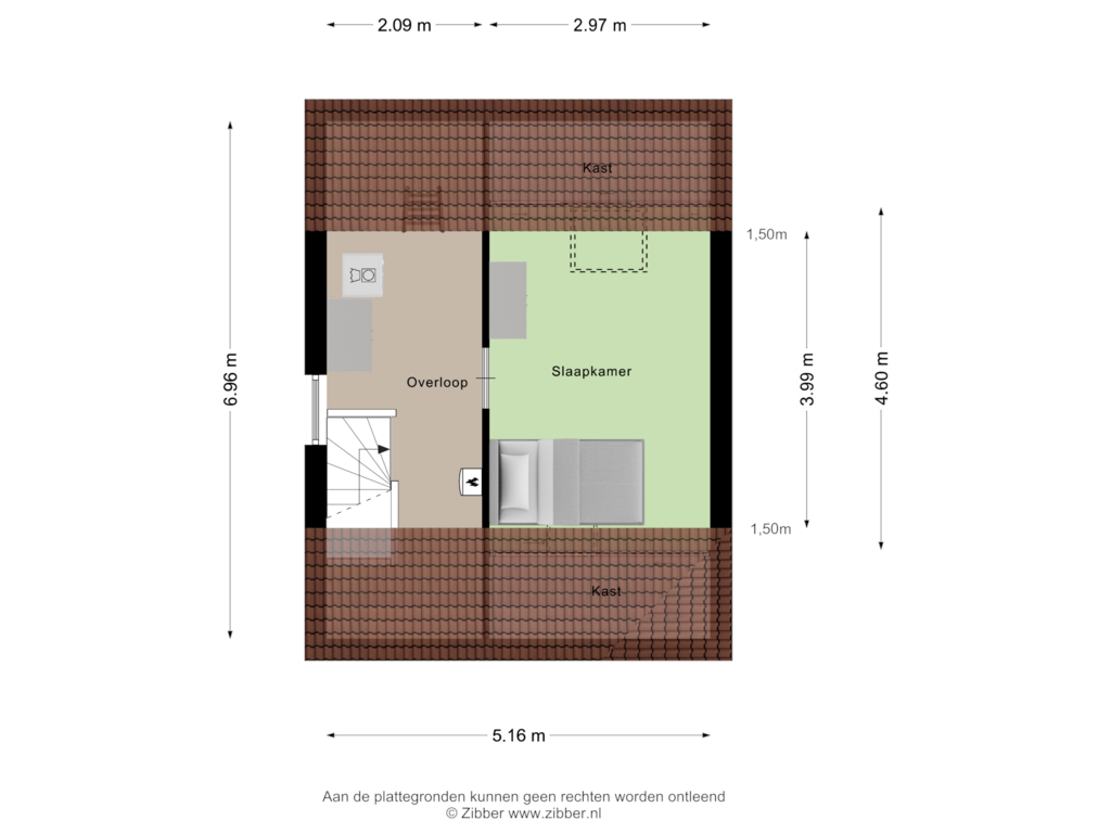 View floorplan of Tweede verdieping of Strawinskyweg 13-A