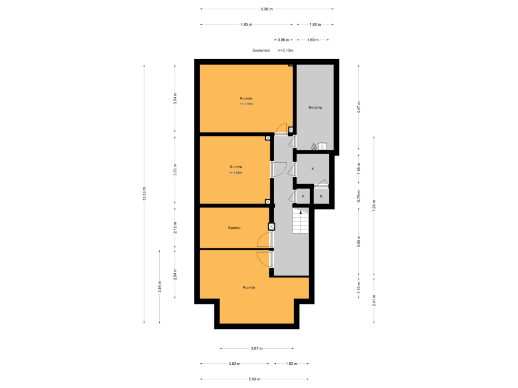 Bekijk plattegrond van Souterrain van Kruisbeklaan 33