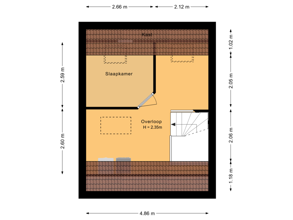 Bekijk plattegrond van Tweede verdieping van Boterbloemhof 22