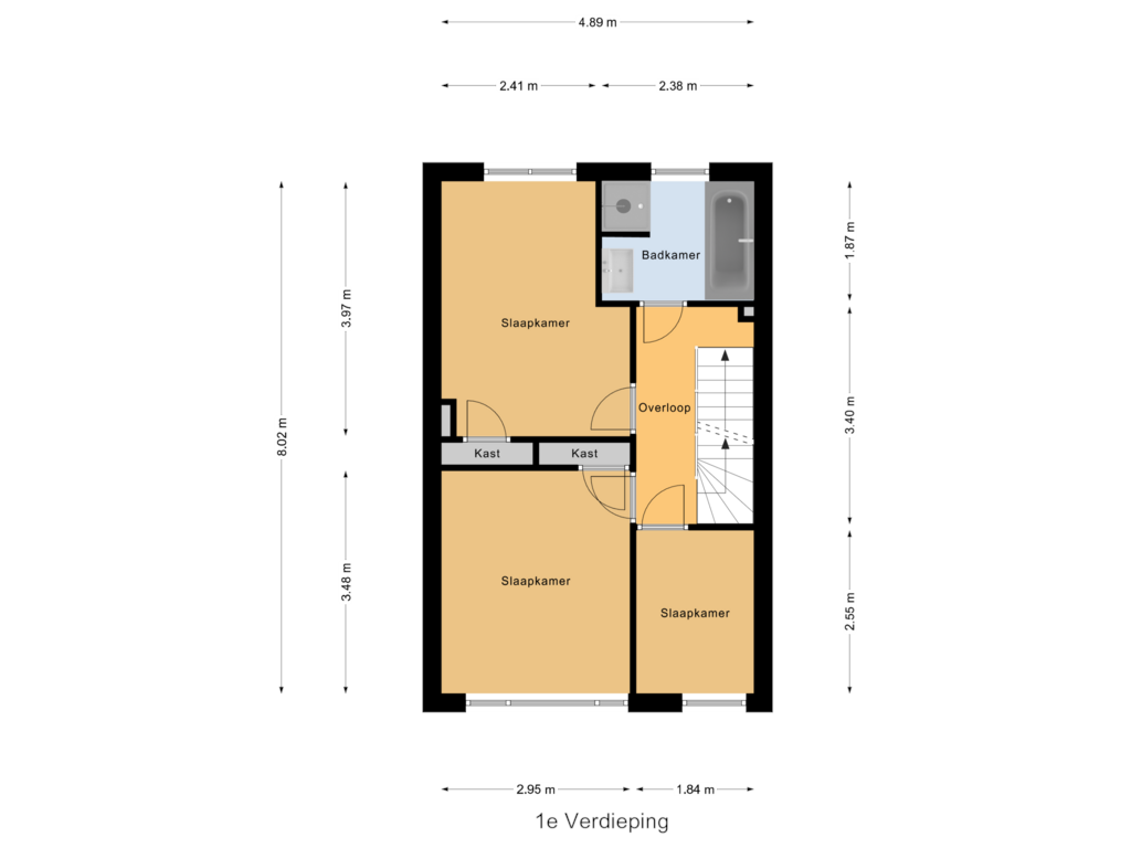 View floorplan of 1e Verdieping of van der Palmstraat 112