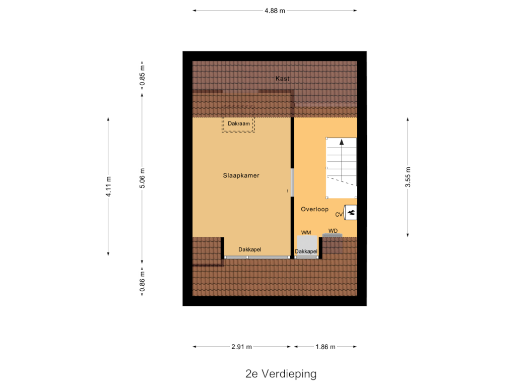 View floorplan of 2e Verdieping of van der Palmstraat 112