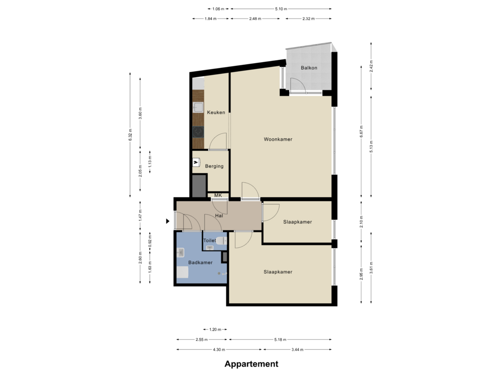 Bekijk plattegrond van Appartement van Nassaustate 18