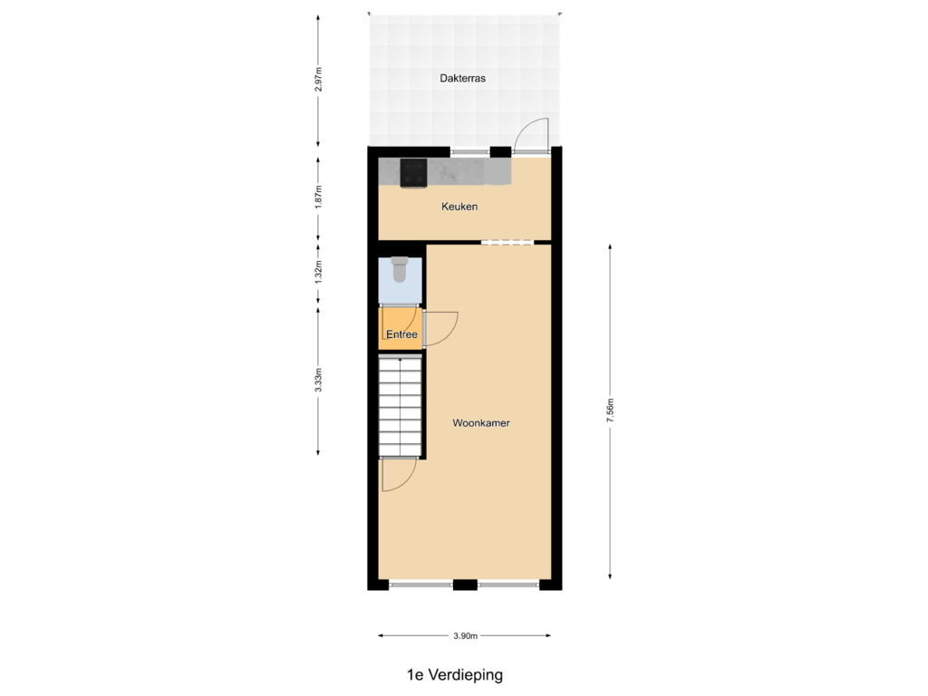 Bekijk plattegrond van 1e Verdieping van Nieuwehaven 231