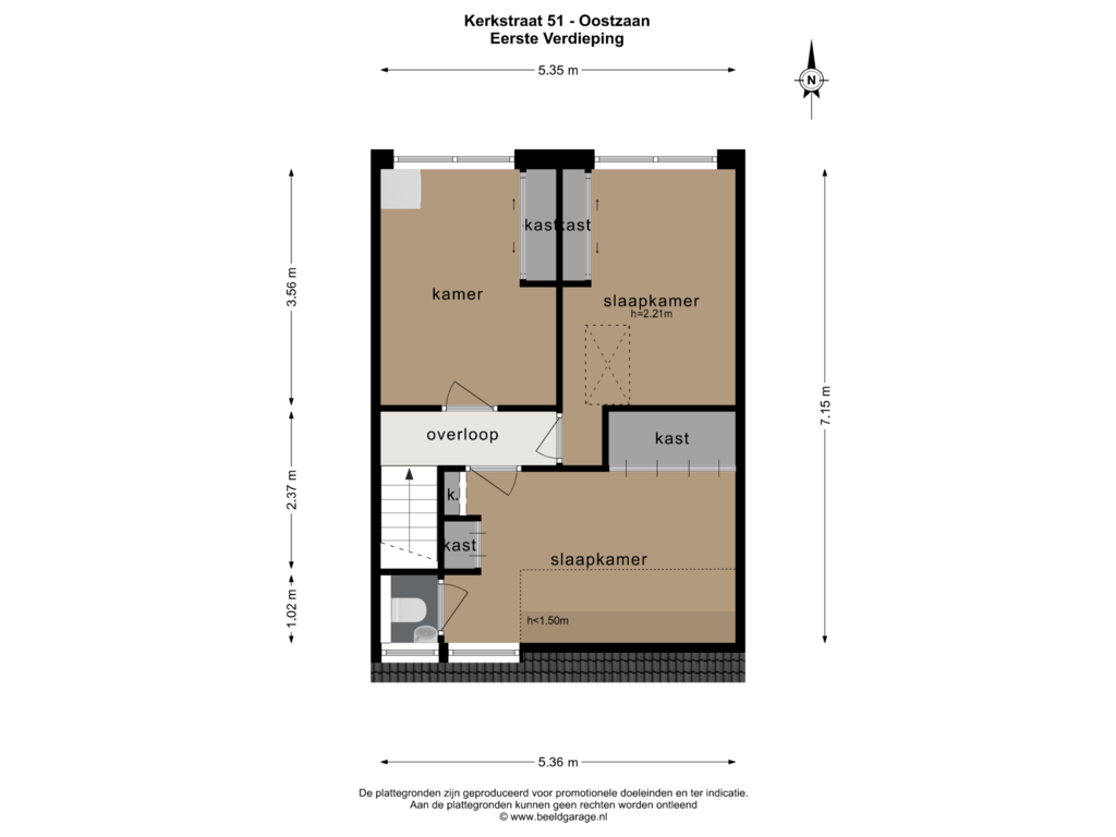 Bekijk plattegrond van EERSTE VERDIEPING van Kerkstraat 51