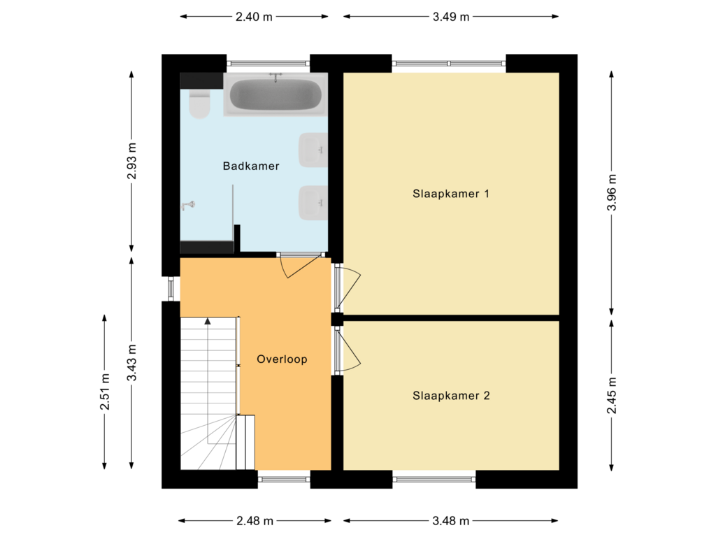 View floorplan of Eerste verdieping of Koestraat 22