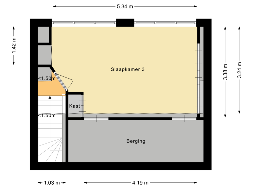 View floorplan of Tweede verdieping of Koestraat 22