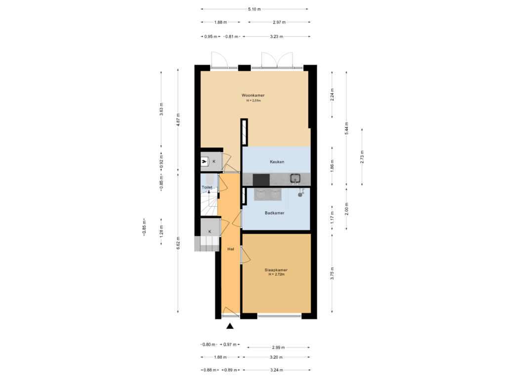 Bekijk plattegrond van Begane grond van Ampèrestraat 26