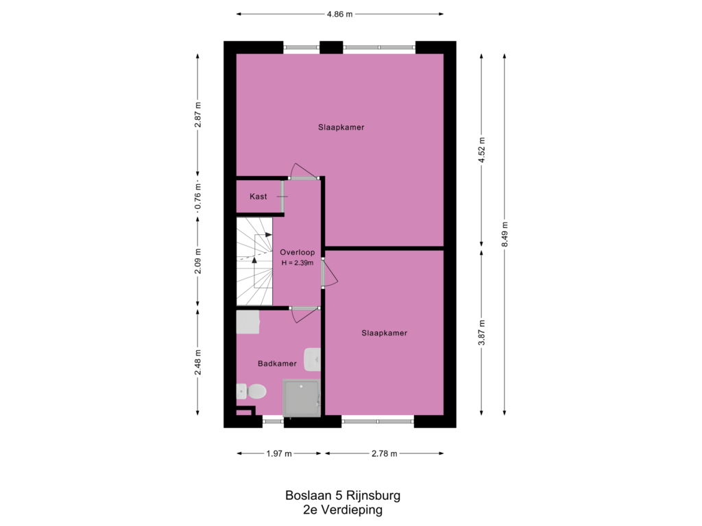 Bekijk plattegrond van 2e Verdieping van Boslaan 5