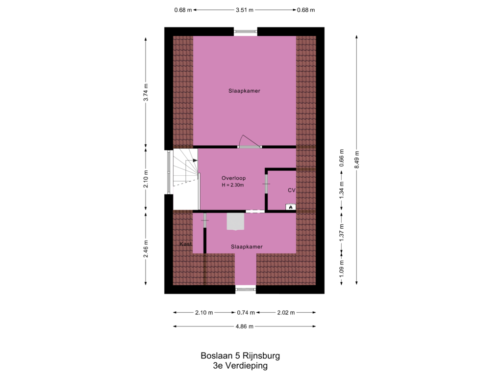 Bekijk plattegrond van 3e Verdieping van Boslaan 5