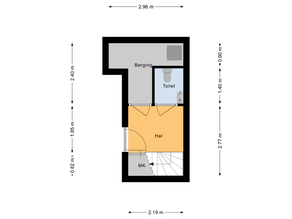 Bekijk plattegrond van 1e verdieping van Kerkstraat 35