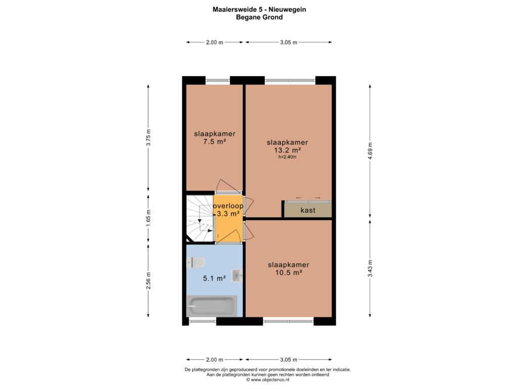 View floorplan of EERSTE VERDIEPING of Maaiersweide 5