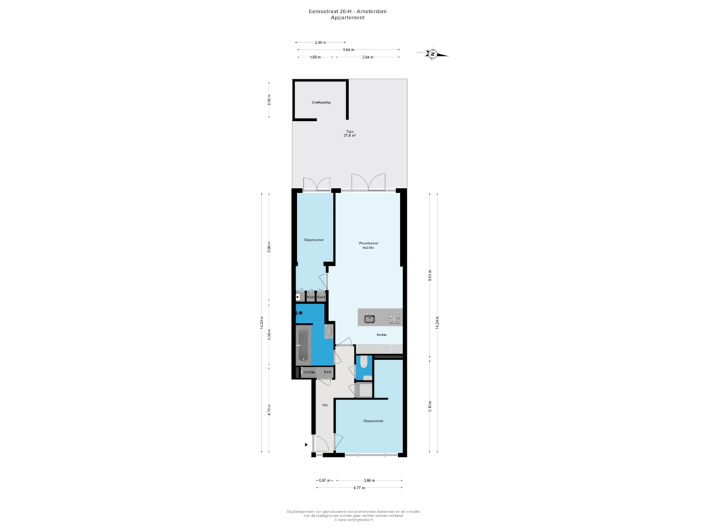 Bekijk plattegrond van Appartement van Eemsstraat 26-H