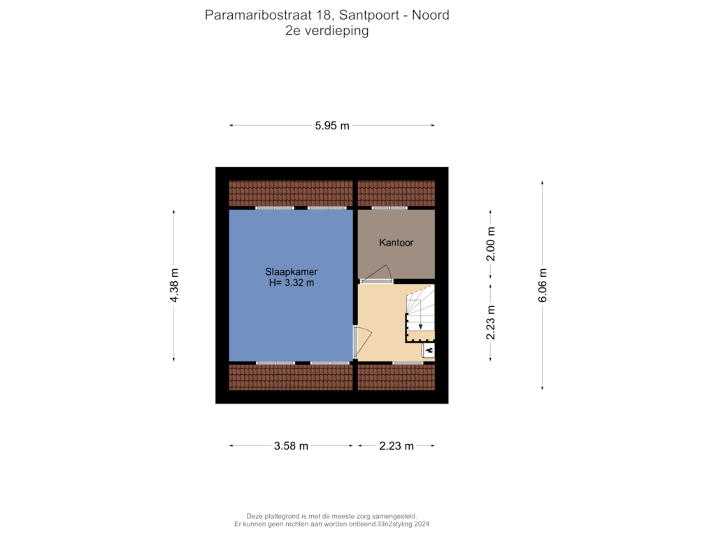 Bekijk plattegrond van 2e verdieping van Paramaribostraat 18