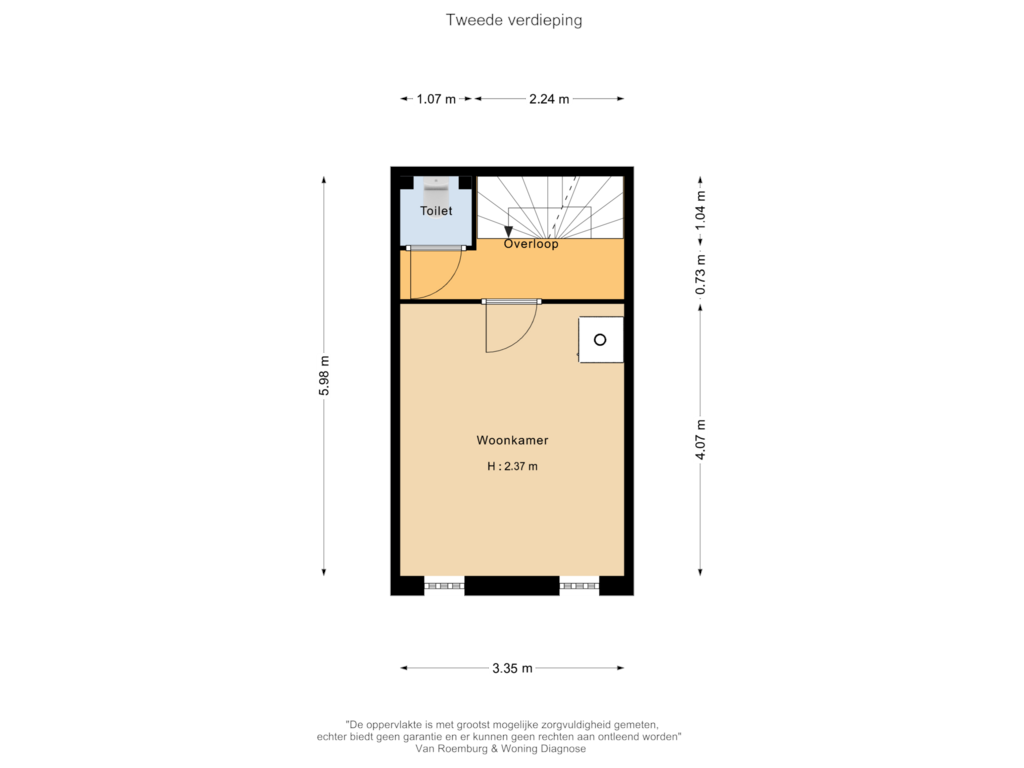 View floorplan of Tweede verdieping of Schippersstraat 4