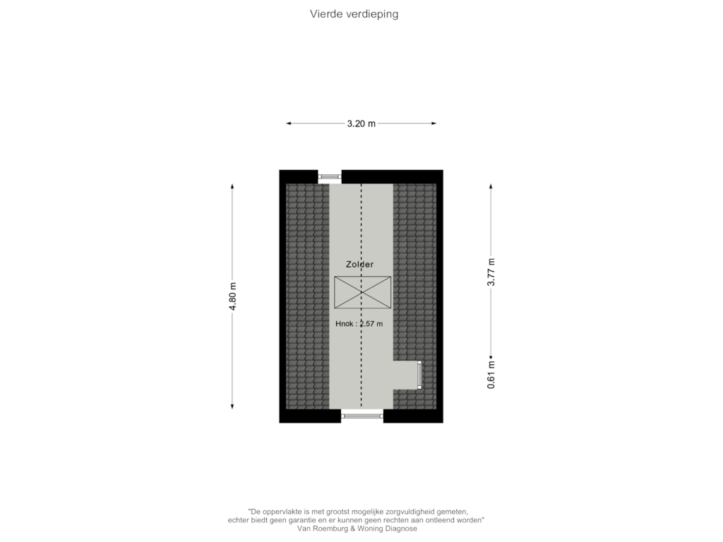 View floorplan of Vierde verdieping of Schippersstraat 4