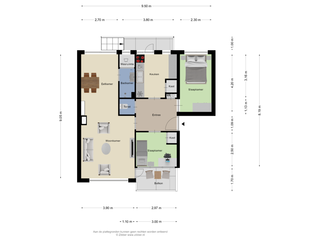 View floorplan of Appartement of De Sitterweg 26