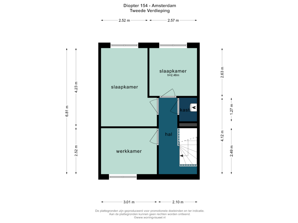 Bekijk plattegrond van TWEEDE VERDIEPING van Diopter 154