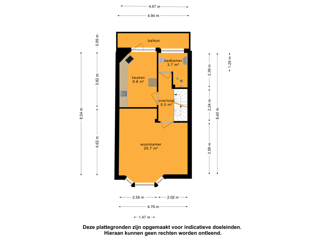 Bekijk plattegrond van 1e verdieping van Prinsesseweg 87-A