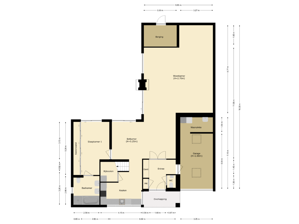 View floorplan of begane grond of Burgemeester Mijslaan 4