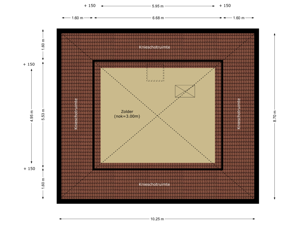 View floorplan of zolder of Burgemeester Mijslaan 4