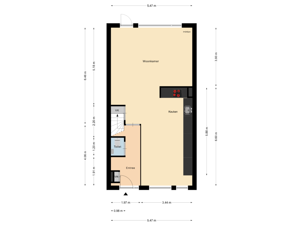 View floorplan of Begane Grond of Turfschipkade 24