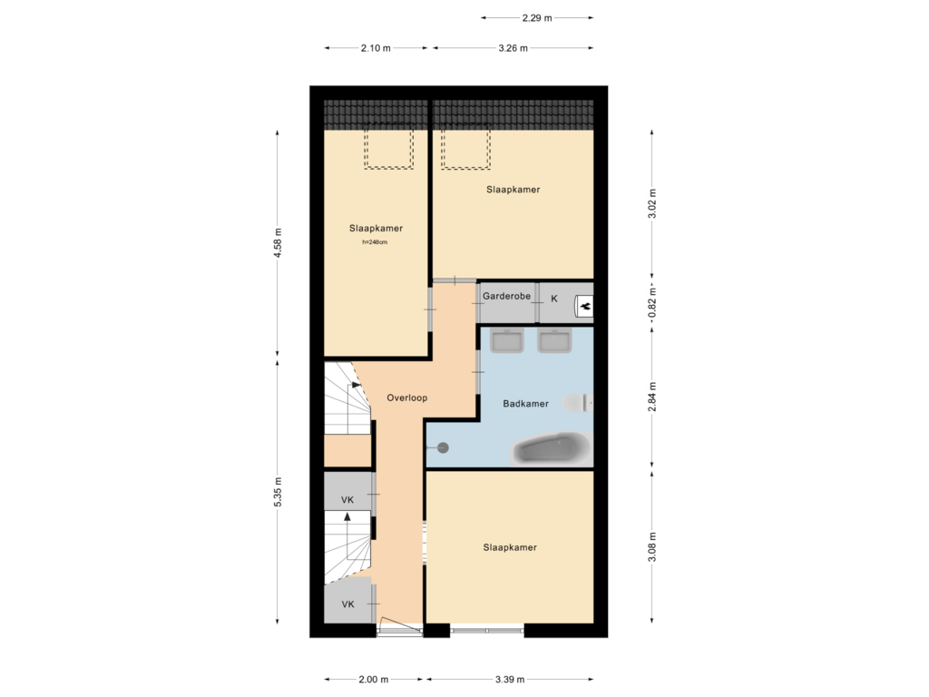 View floorplan of 1e Verdieping of Turfschipkade 24