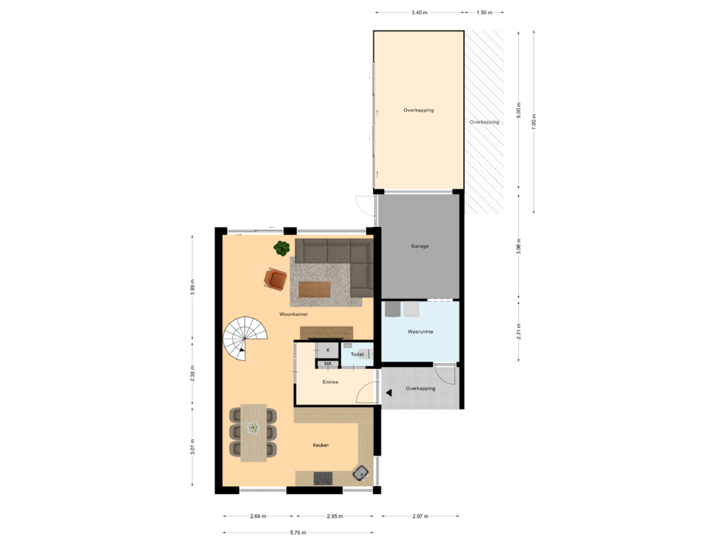 Bekijk plattegrond van Begane Grond van Burcht 70