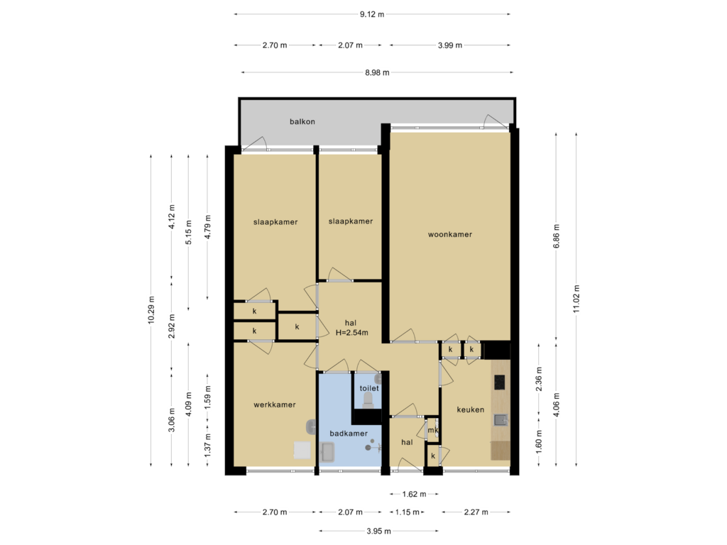 Bekijk plattegrond van Appartement van Valkhofplein 26