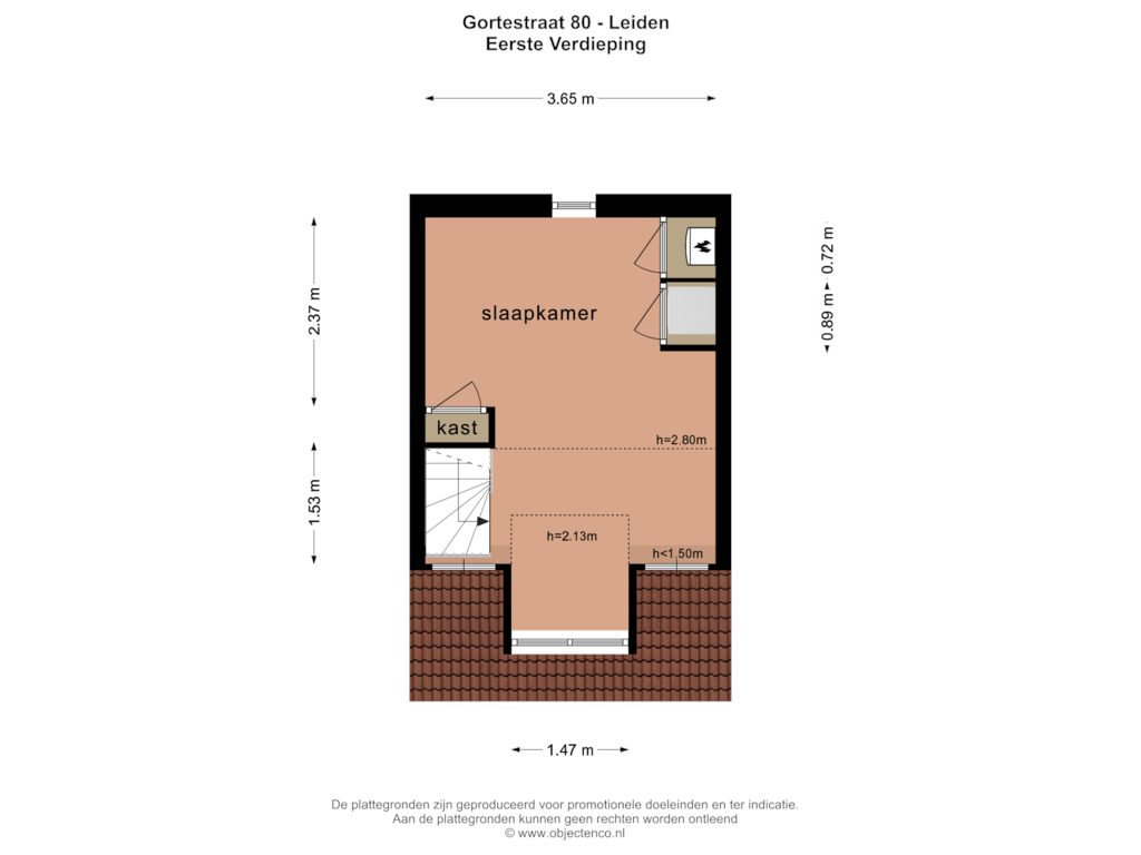 Bekijk plattegrond van EERSTE VERDIEPING van Gortestraat 80