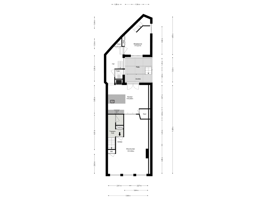 Bekijk plattegrond van Woonverdieping van Prinsengracht 12-1