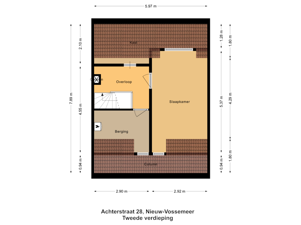 Bekijk plattegrond van Tweede verdieping van Achterstraat 28