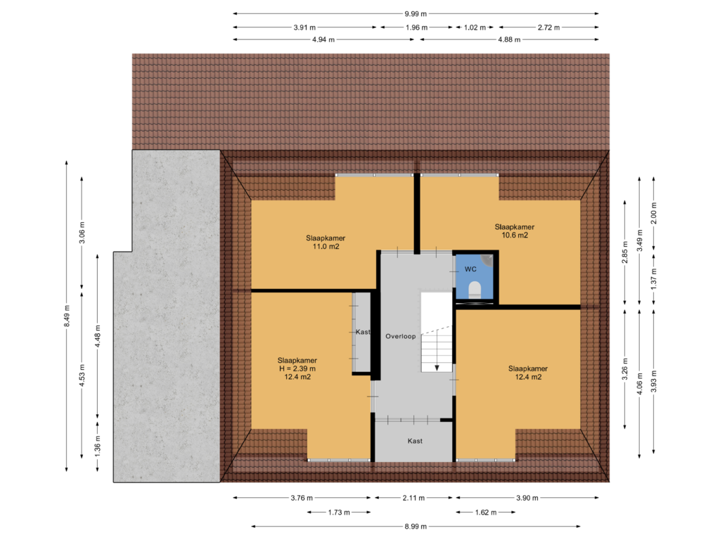 Bekijk plattegrond van 1e Verdieping van Oudebildtdijk 406