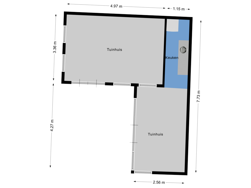 Bekijk plattegrond van Tuinhuis van Oudebildtdijk 406