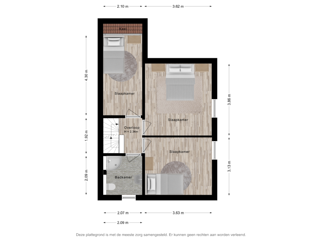 View floorplan of Eerste verdieping of Schrouwenberg 4