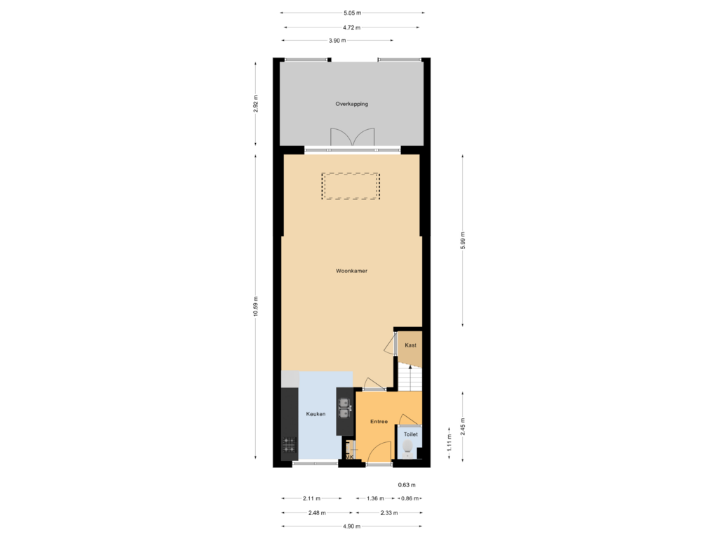 Bekijk plattegrond van Begane grond van Hoogtij 58