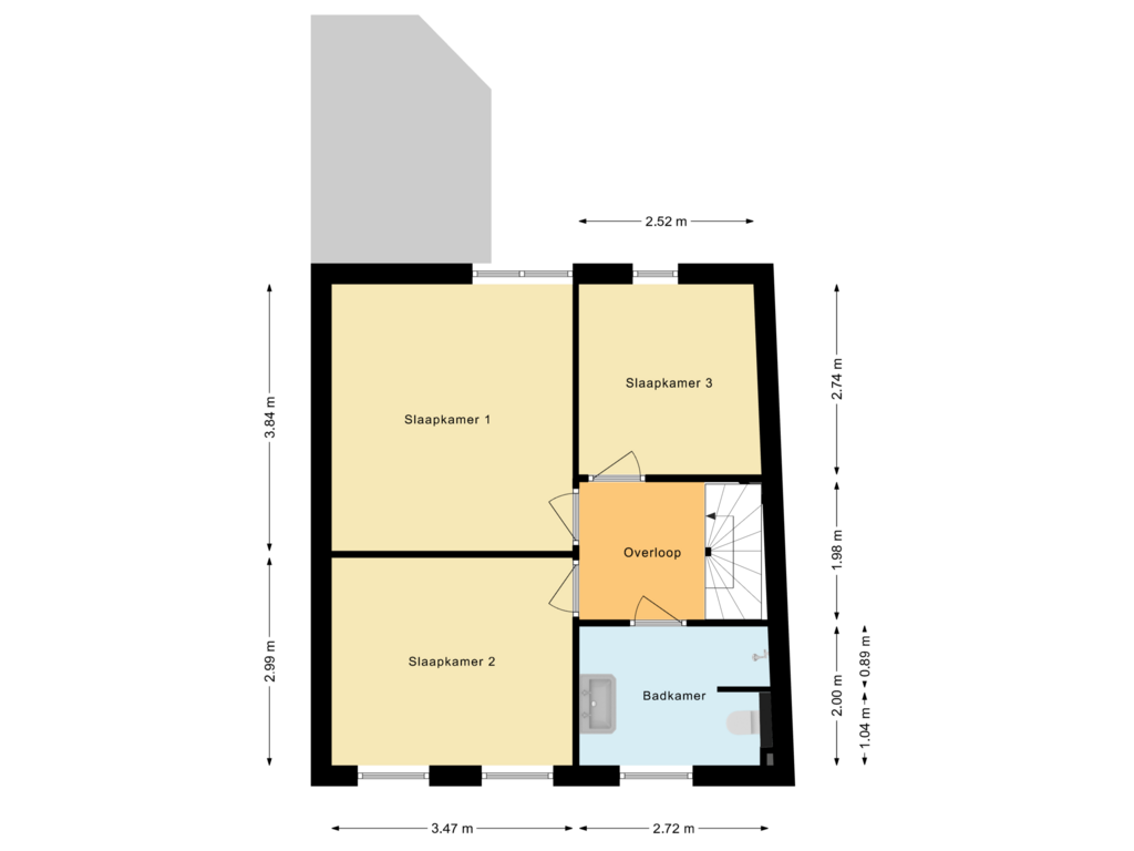 Bekijk plattegrond van Eerste verdieping van Hoogstraat 29