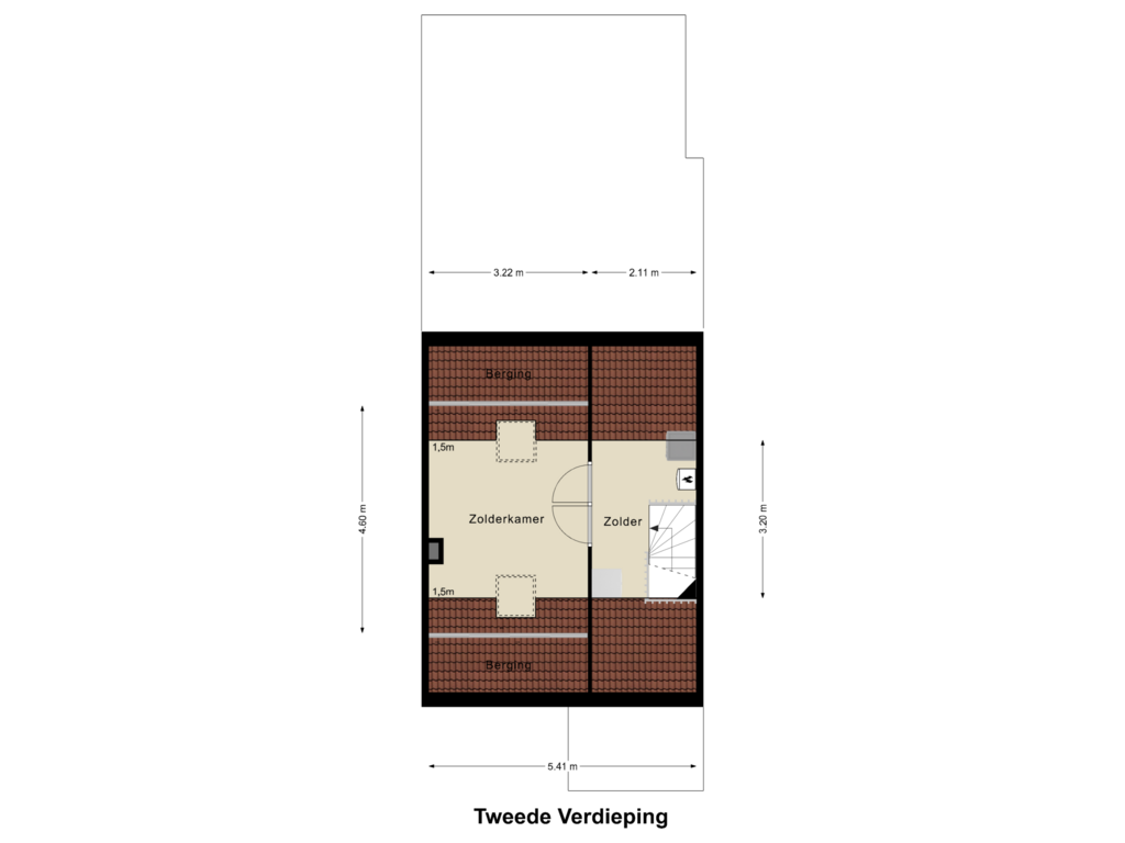 Bekijk plattegrond van Tweede Verdieping van Schutterijlaan 17-A