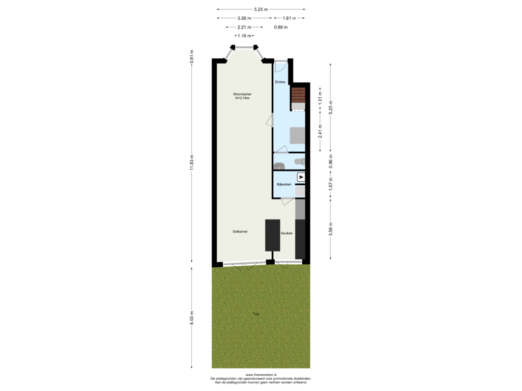 View floorplan of Begane Grond tuin of Wouwerlaan 15-B