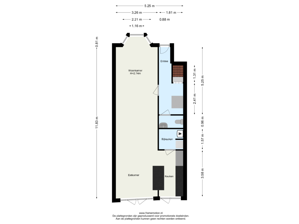 View floorplan of Begane Grond of Wouwerlaan 15-B