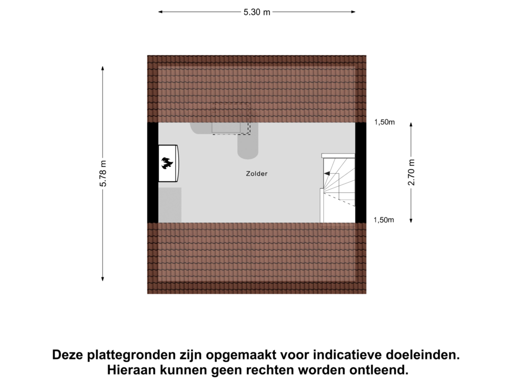 Bekijk plattegrond van Zolder van Vicarieweg 68