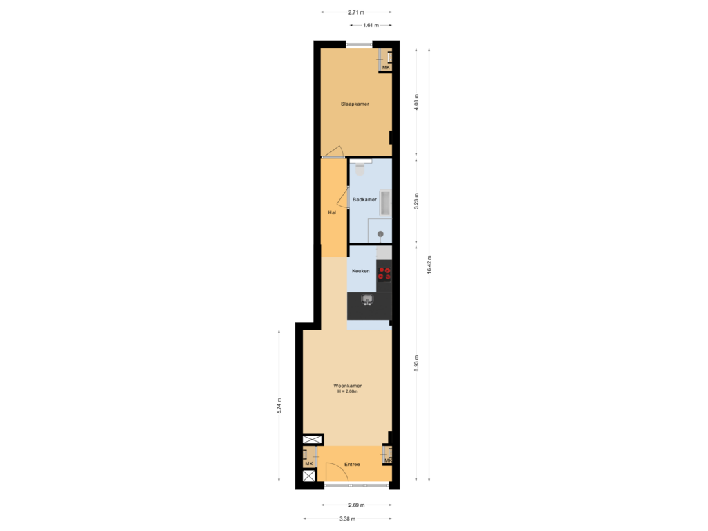 Bekijk plattegrond van Appartement van Stadhuisstraat 68-A