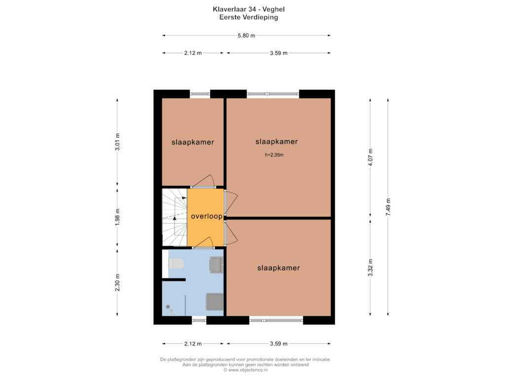 Bekijk plattegrond van EERSTE VERDIEPING van Klaverlaar 34